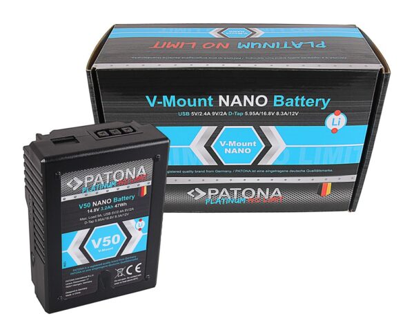 V-Mount Battery Platinum NANO V50 with 47Wh RED ARRI
