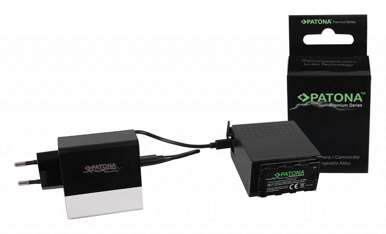 Premium Battery Panasonic AG-VBR89G with USB-C-USB-ports and additional PD-Charger USB-C-USB
