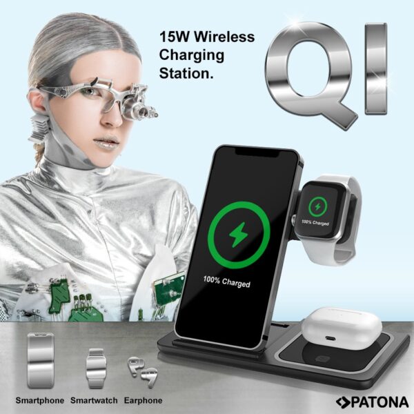 3in1 QI Wireless Charger Smartphone iPhone Watch and AirPods
